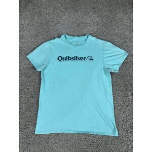 Quiksilver Shirt Womens Medium Teal Black Mountain And Wave Short Sleeve